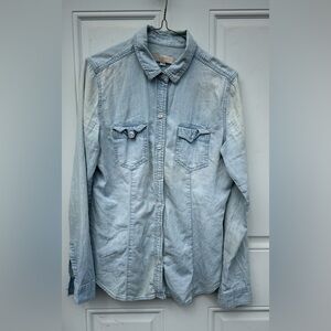 LOFT Soft Blue Denim Collared Shirt